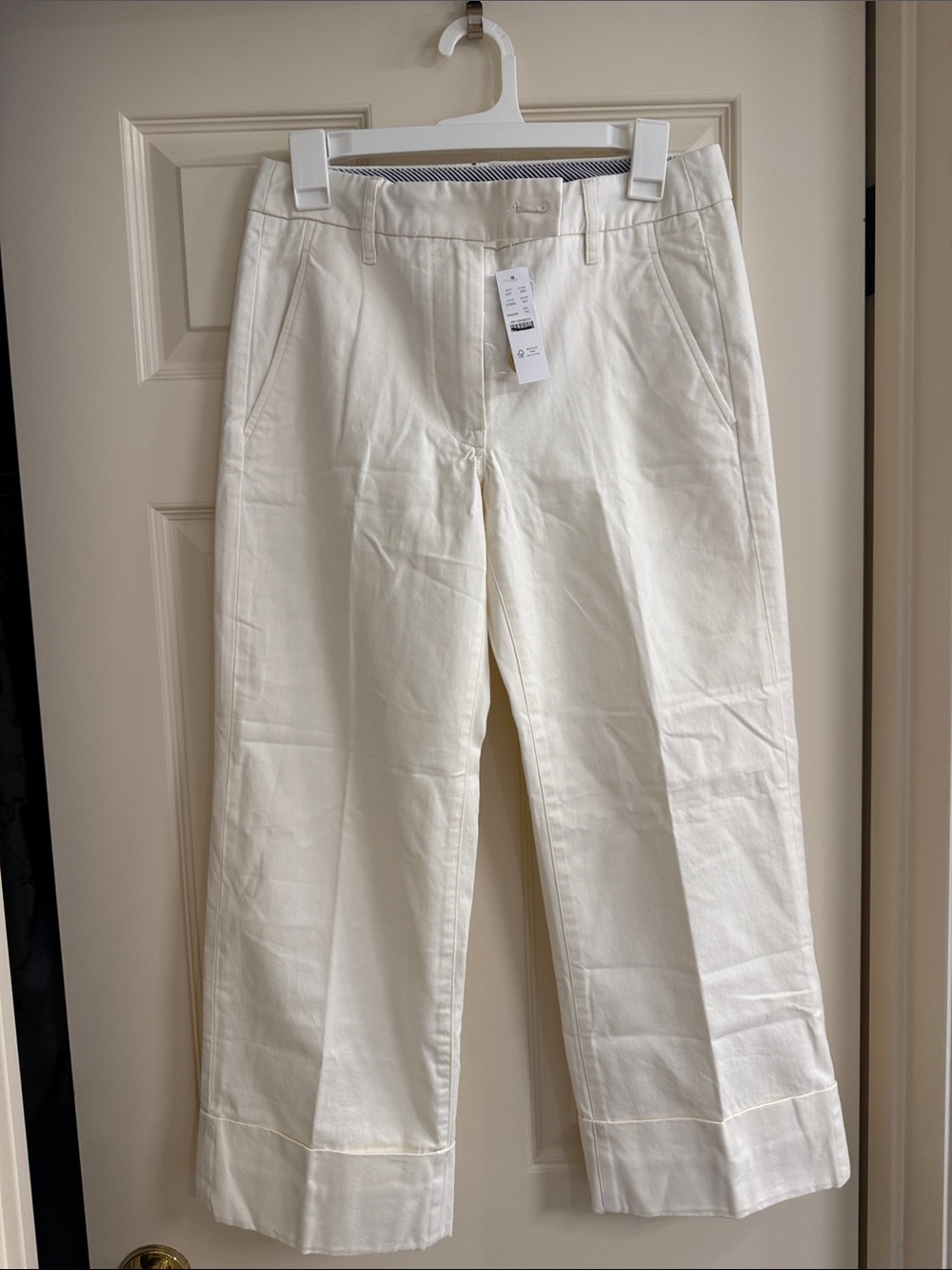 J.Crew Cuffed wide-leg trouser in luster canvas Cropped Pants Yellow Size 4P